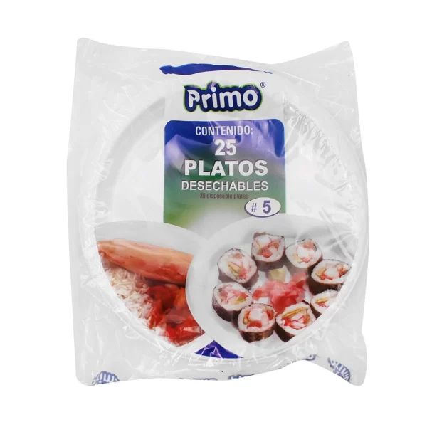 Plato Liso de Carton Primo #5 con 20 Piezas