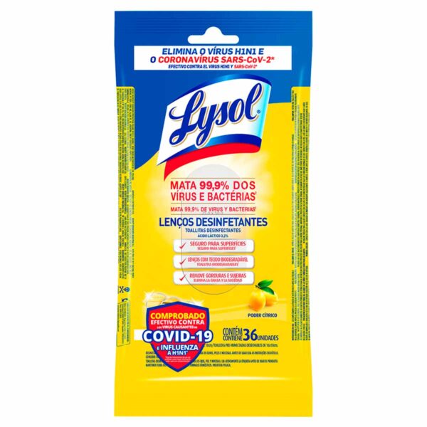 Toallitas desinfectantes Lysol citrus con 36pz