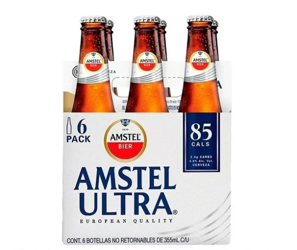 Six de Cerveza Amstel Ultra lager 6 botellas de 355 ml c/u