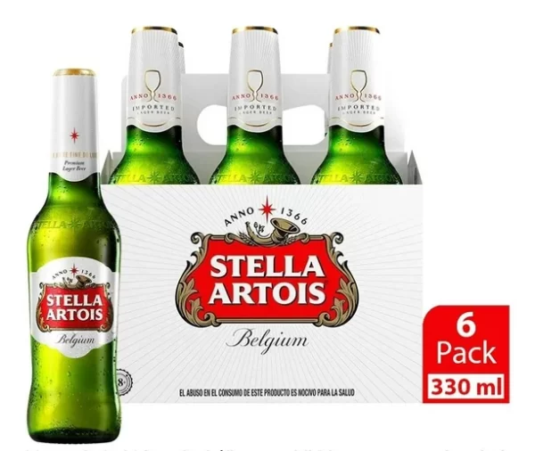 Six de Cerveza Stella Artois 6 botellas de 330 ml c/u