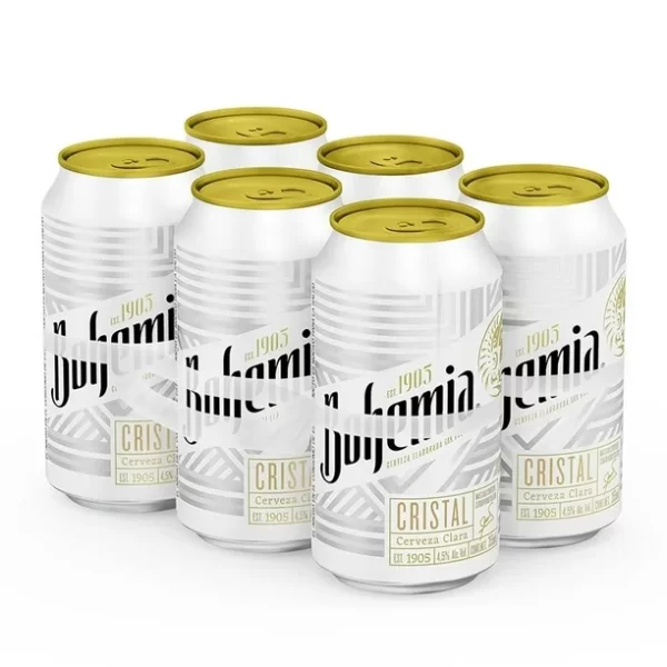 Six de Cerveza clara Bohemia cristal 6 latas de 355 ml c/u