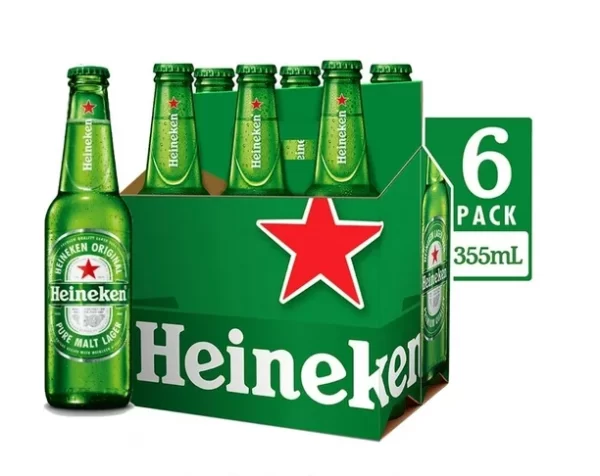 Six de Cerveza clara Heineken 6 botellas de 355 ml c/u