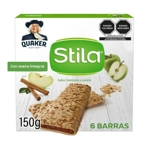 Barras de cereal Quaker Stila sabor manzana canela 6 pzas 25 g c/u