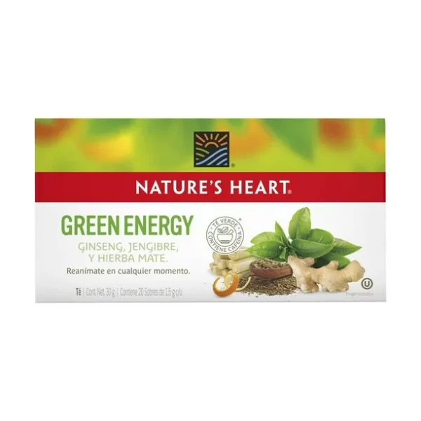 Té Nature's Heart green energy 20 sobres de 1.5 g c/u