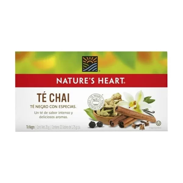 Té negro Nature's Heart chai con especias 20 sobres de 1.75 g c/u