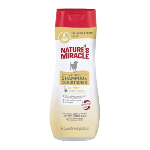 Shampoo y Acondicionador para perro Nature's Miracle Avena con Esencia de Crema de Pistache 473 ml