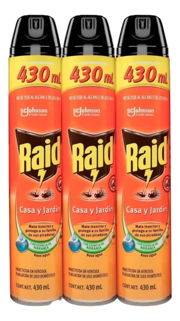 Raid Casa Y Jardin 3 Piezas 430ml C/u Sc Johnson.