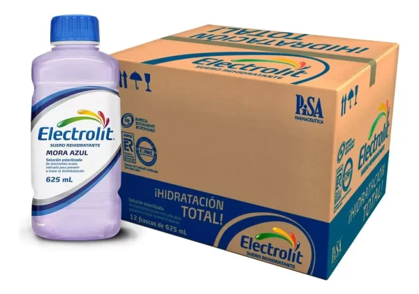 Suero Electrolit Mora Azul 625 ml Caja con 12 piezas