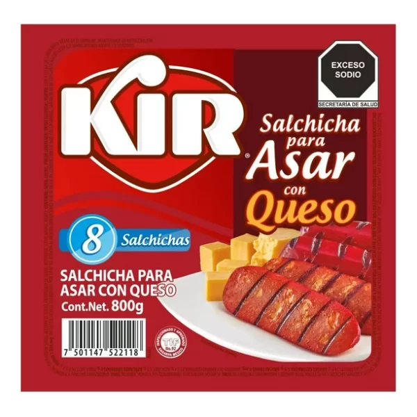 Salchicha Para Asar KIR Con Queso C/8 800gr