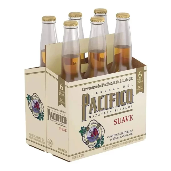 Cerveza Pacifico suave 6 pzas de 355 ml c/u