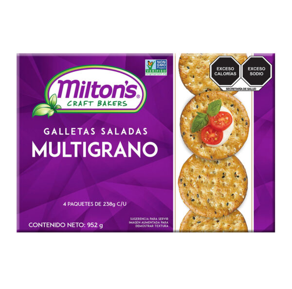 Galletas Saladas Miltons con 4 paquetes de 238gr cada uno