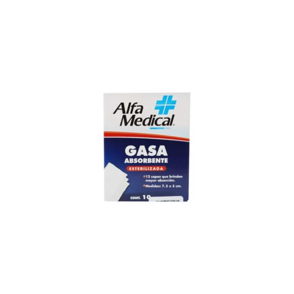 Gasa 7.5x5cm Alfa medical con 10pz