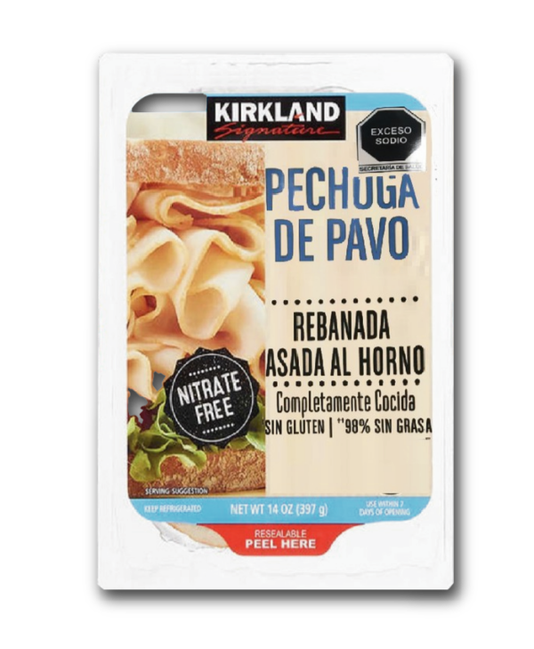 Jamon Pechuga de Pavo Rebanadas Asadas al Horno Sin Gluten Kirkland 397g