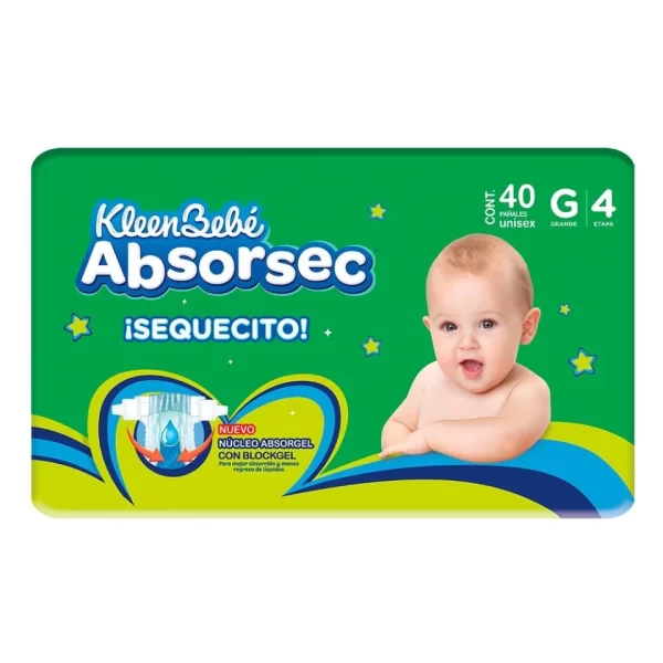 Pañal Absorsec Grande Con 40 Piezas