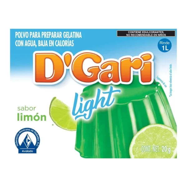 Polvo Para Preparar Gelatina Dgari Light Limon 20g