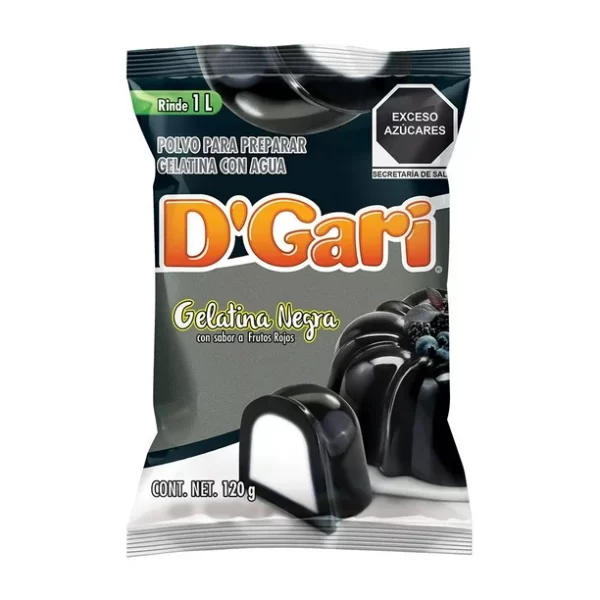 Polvo para preparar Gelatina Dgari Frutos Rojos Negra 120gr