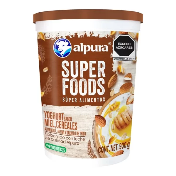 Yogurt Sabor Miel con Cereales Alpura Super Foods 900gr