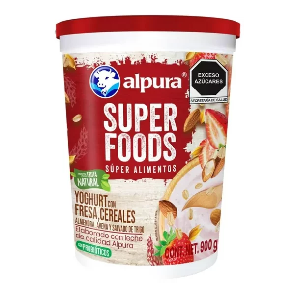 Yogurt de Fresa con Cereales Alpura Super Foods 900Gr