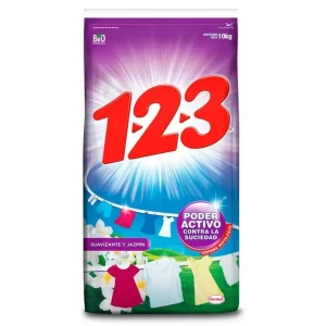 Detergente en Polvo 1.2.3 Suavizante y Jazmín 10 kg